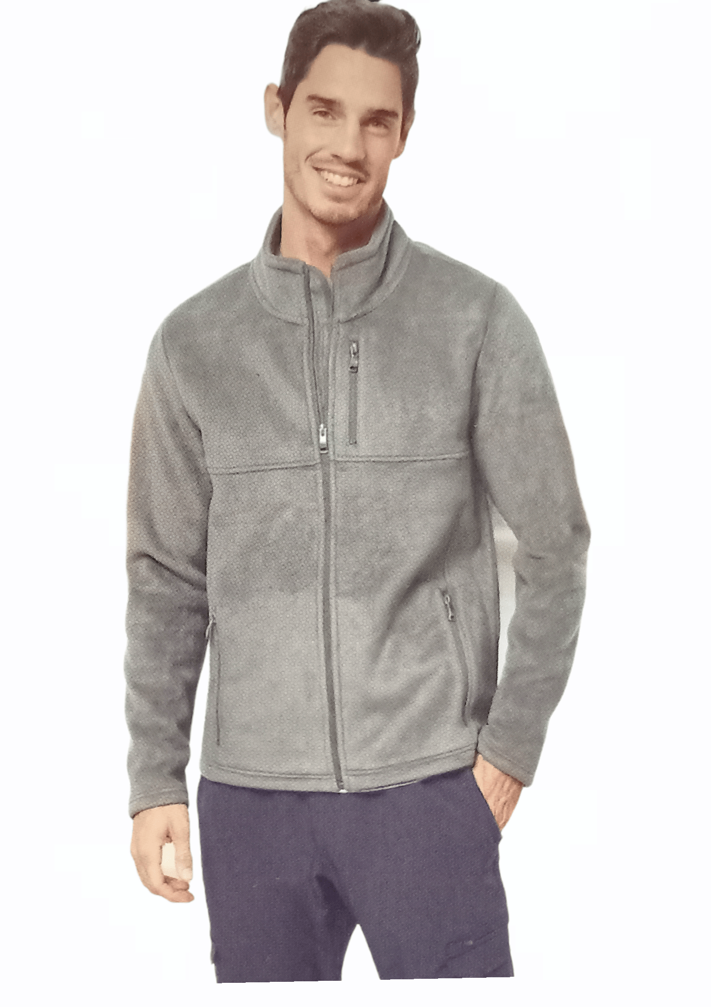 ElOutlet Men Sweatshirt FleeceShirt High-Collar - Olive