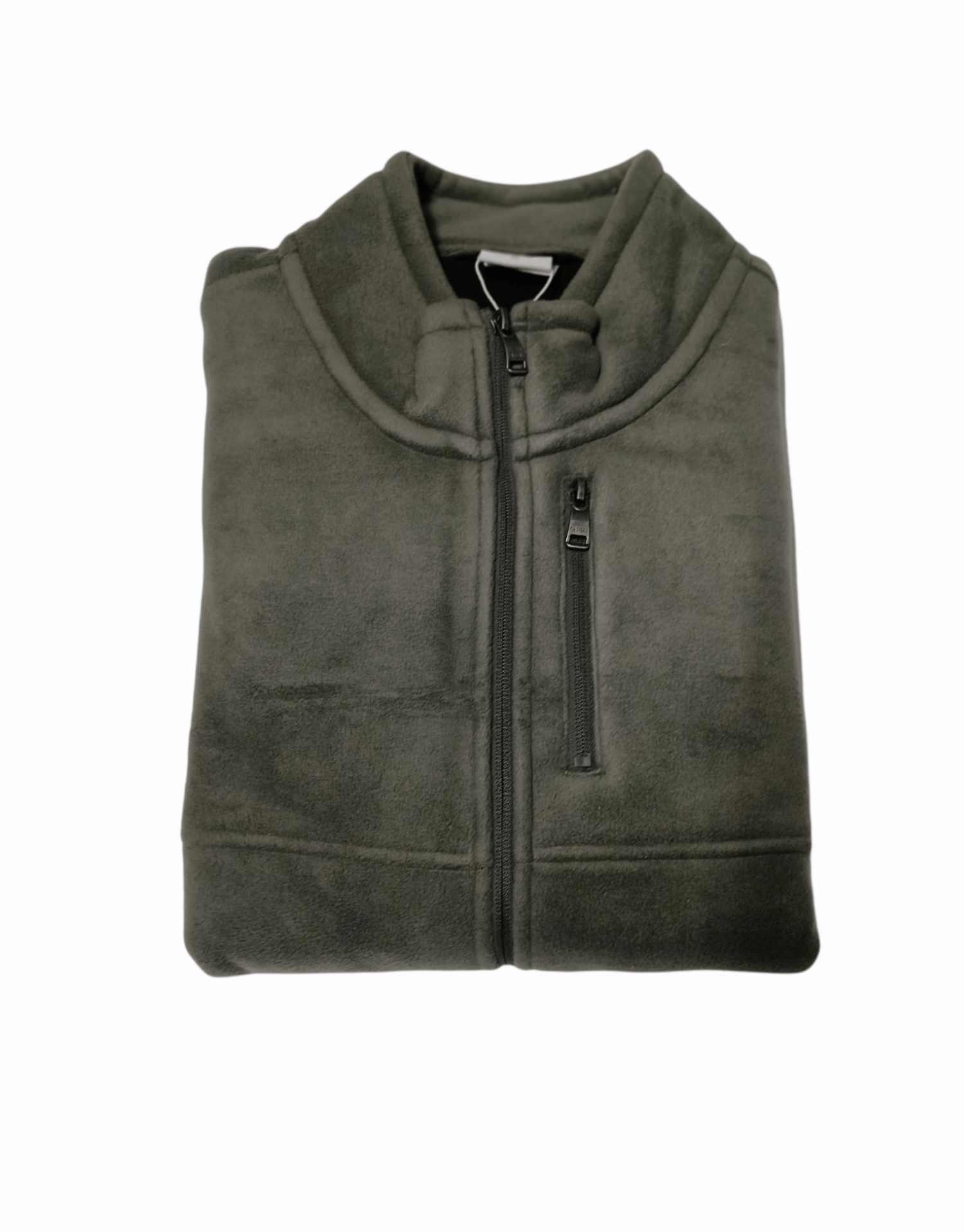 ElOutlet Men Sweatshirt FleeceShirt High-Collar - Olive