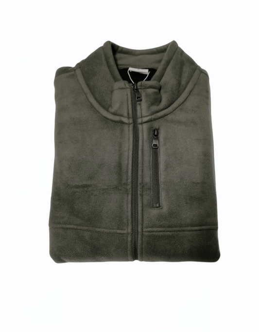 ElOutlet Men Sweatshirt FleeceShirt High-Collar - Olive