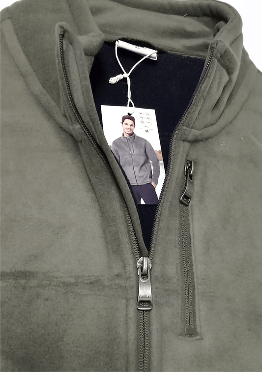ElOutlet Men Sweatshirt FleeceShirt High-Collar - Olive