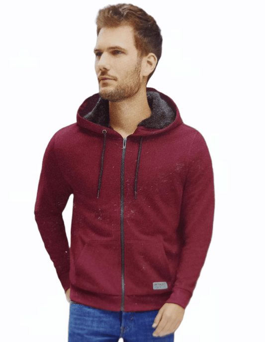 ElOutlet Men Sweatshirt FleeceShirt Hoodie - Red