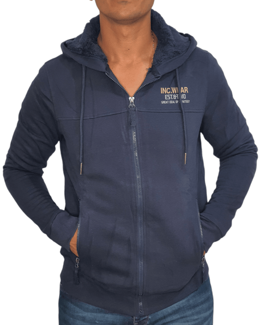 ElOutlet Men Sweatshirt Hoodie Jacket - Dark Blue