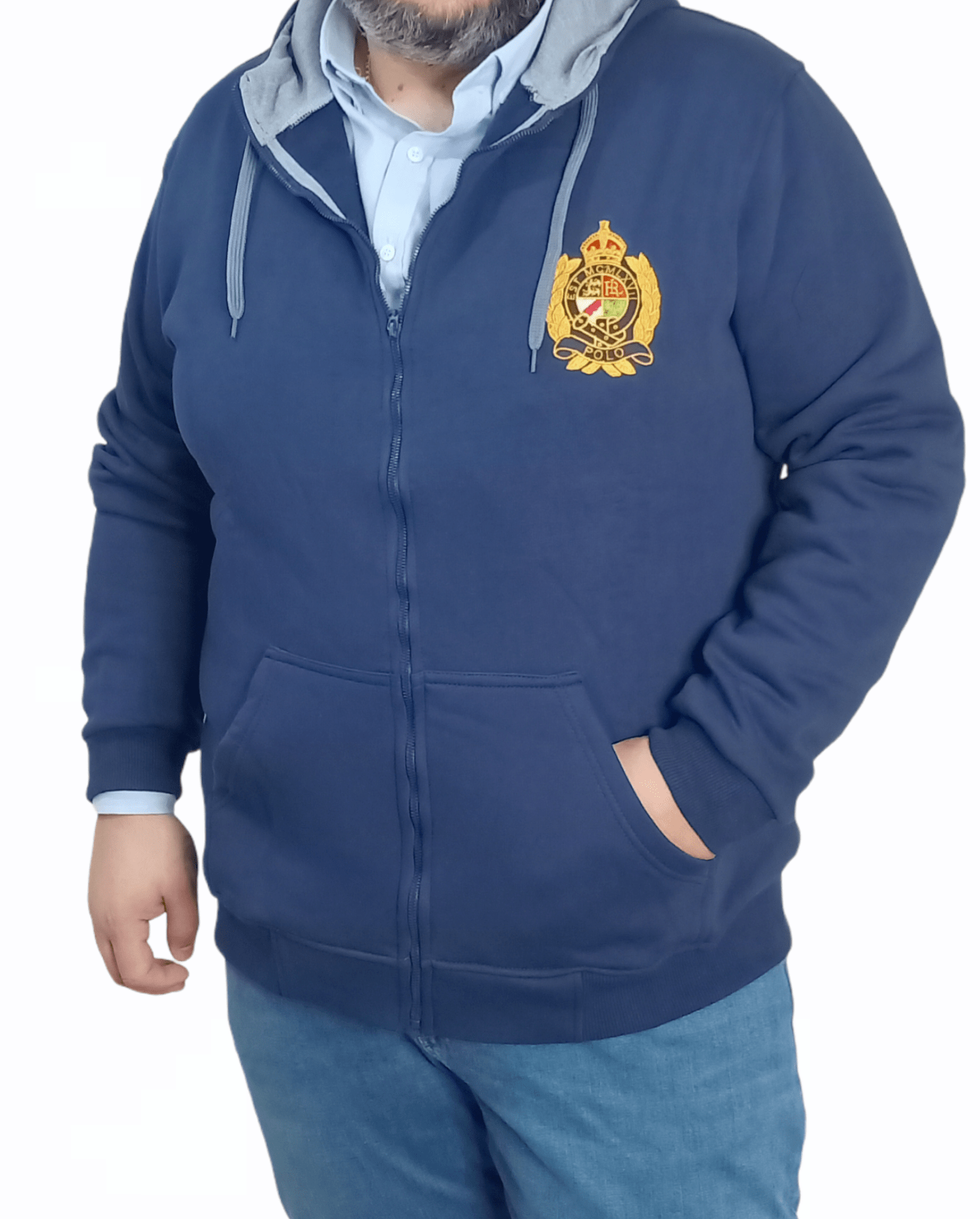 ElOutlet Men Sweatshirt Hoodie Jacket - RL - Blue