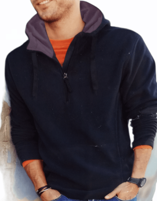 ElOutlet Men Sweatshirt L (56cm) FleeceShirt Hoodie - Dark Blue