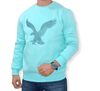 ElOutlet Men Sweatshirt Men Round Collar Sweatshirt - Baby Blue