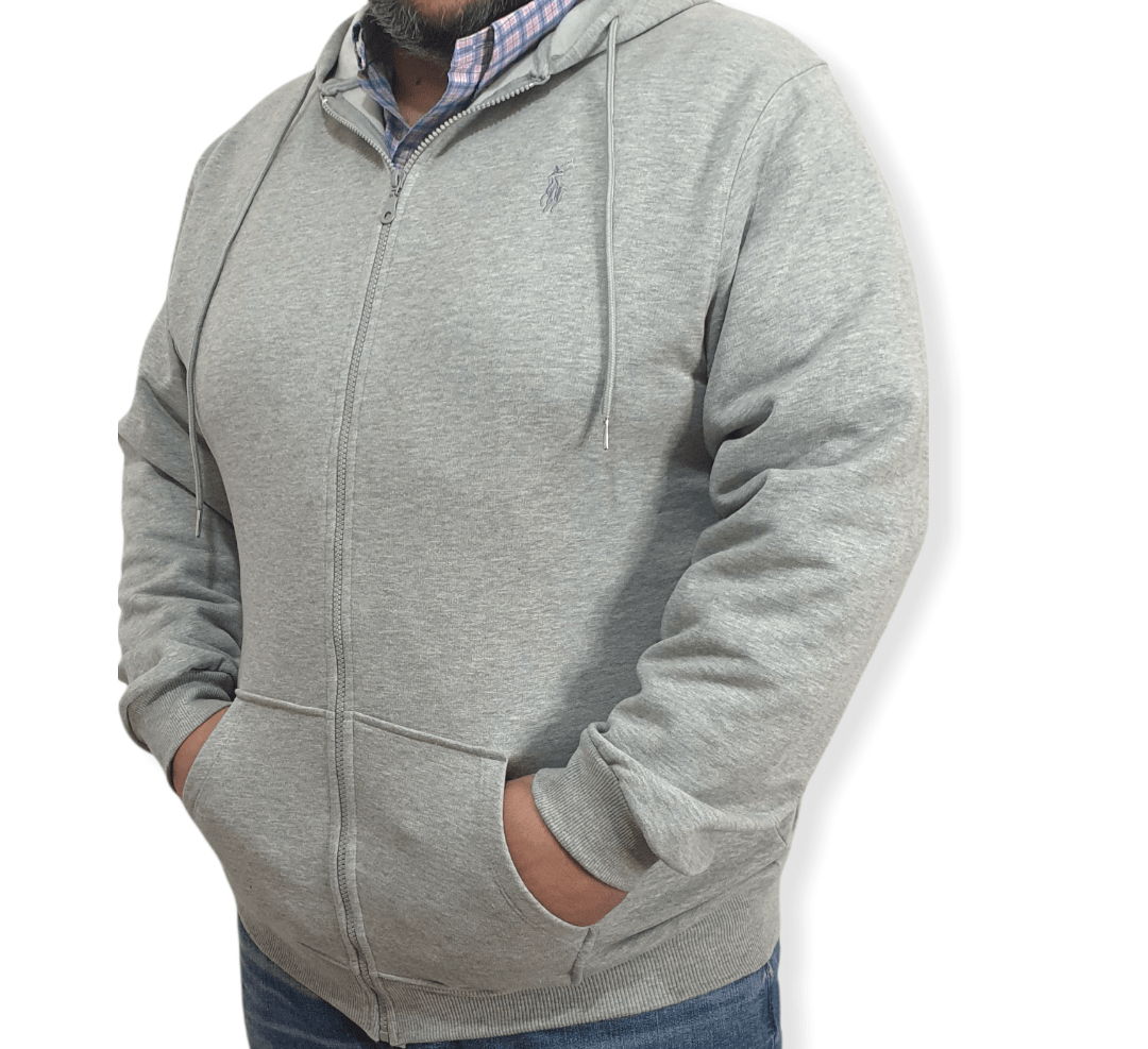 ElOutlet Men Sweatshirt Men's Zip-through Jacket with Hoodie - Grey