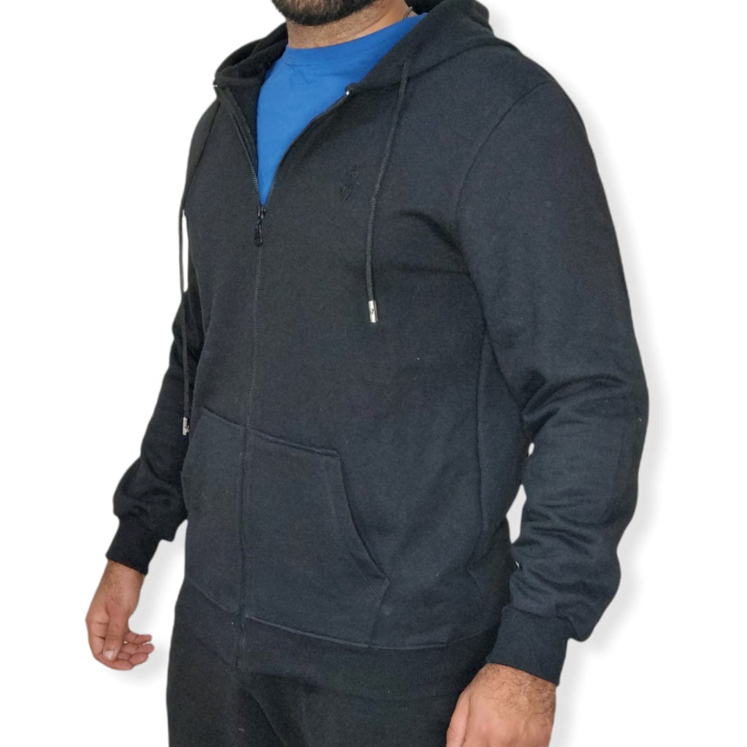 ElOutlet Men Sweatshirt Men's Zip-through Jacket with Hoodie - Grey