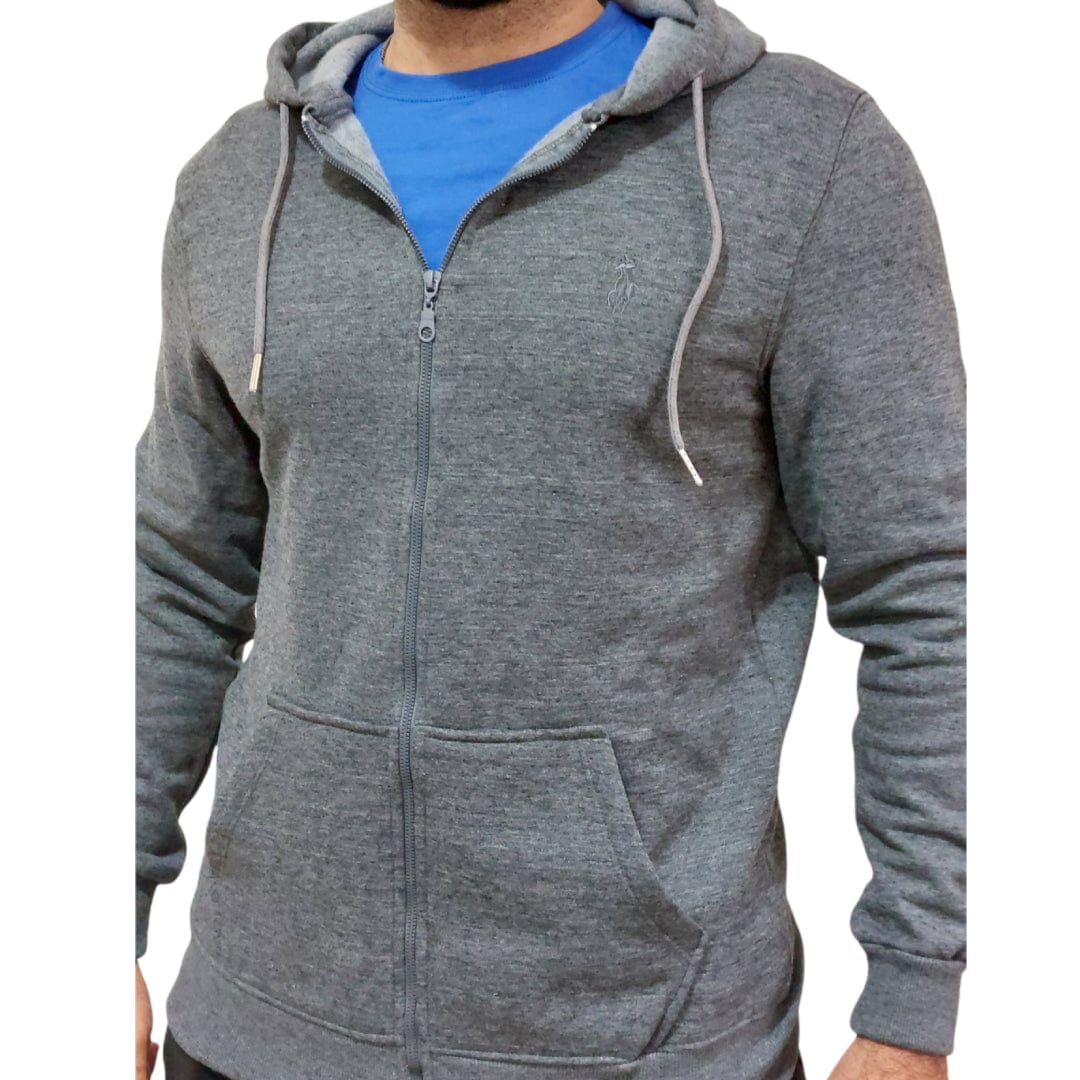 ElOutlet Men Sweatshirt Men's Zip-through Jacket with Hoodie - Grey