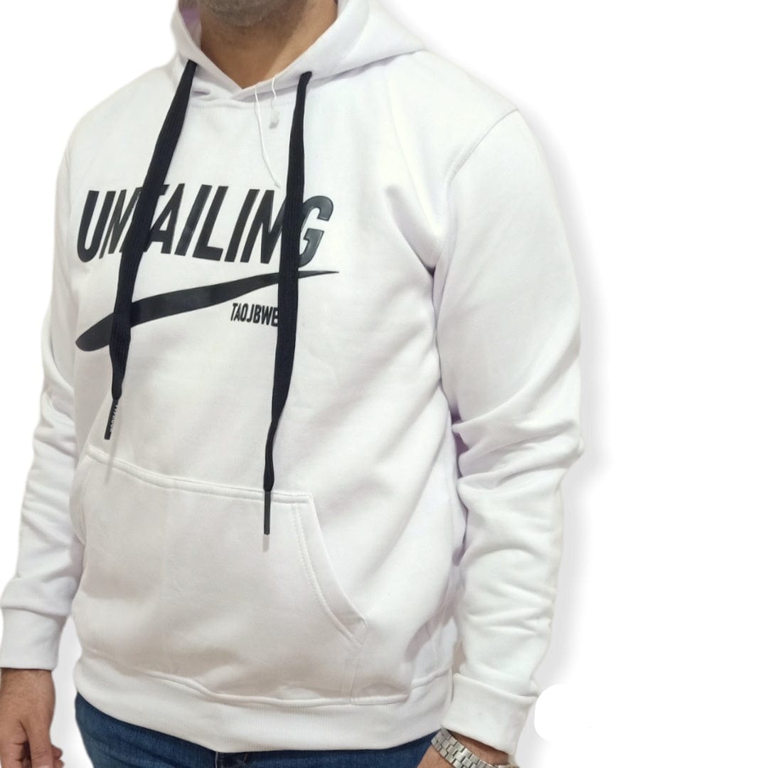 ElOutlet Men Sweatshirt Men Sweatshirt with Hoodie (unfailing) - White