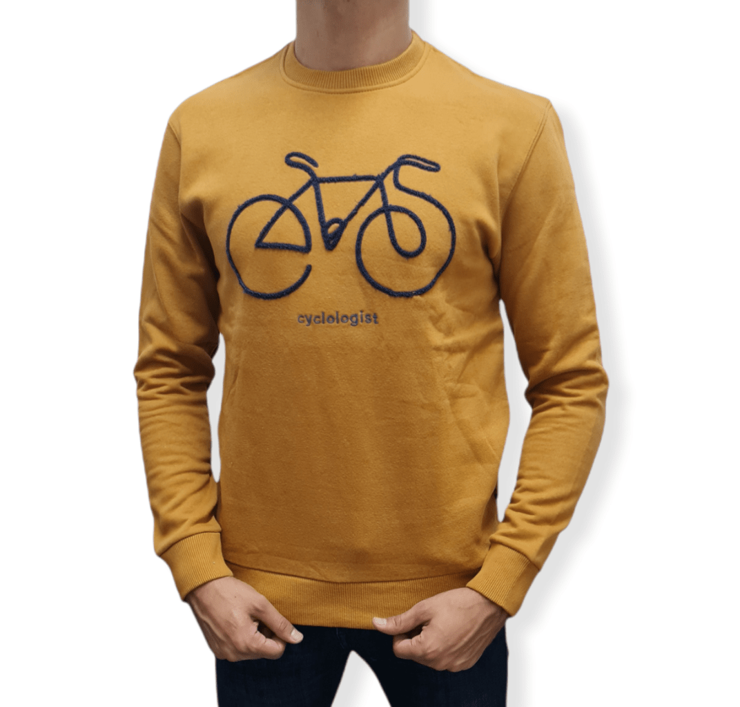 ElOutlet Men Sweatshirt Round Collar Sweatshirt - Mustard