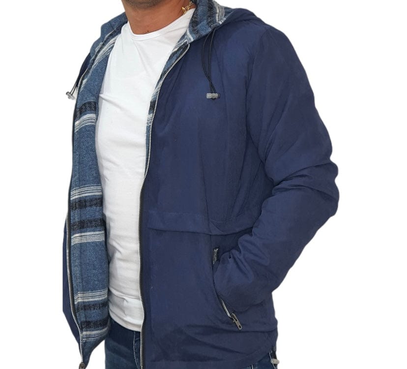 ElOutlet Men Sweatshirt [Slim-Fit] Men Double-Face Jacket - blue patterns x blue