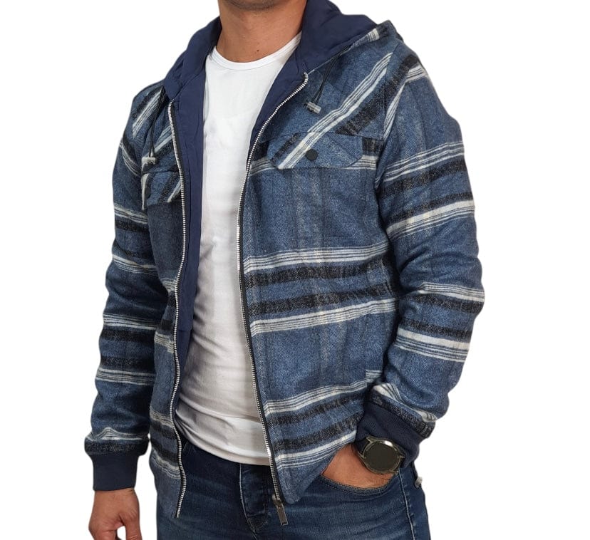 ElOutlet Men Sweatshirt [Slim-Fit] Men Double-Face Jacket - blue patterns x blue
