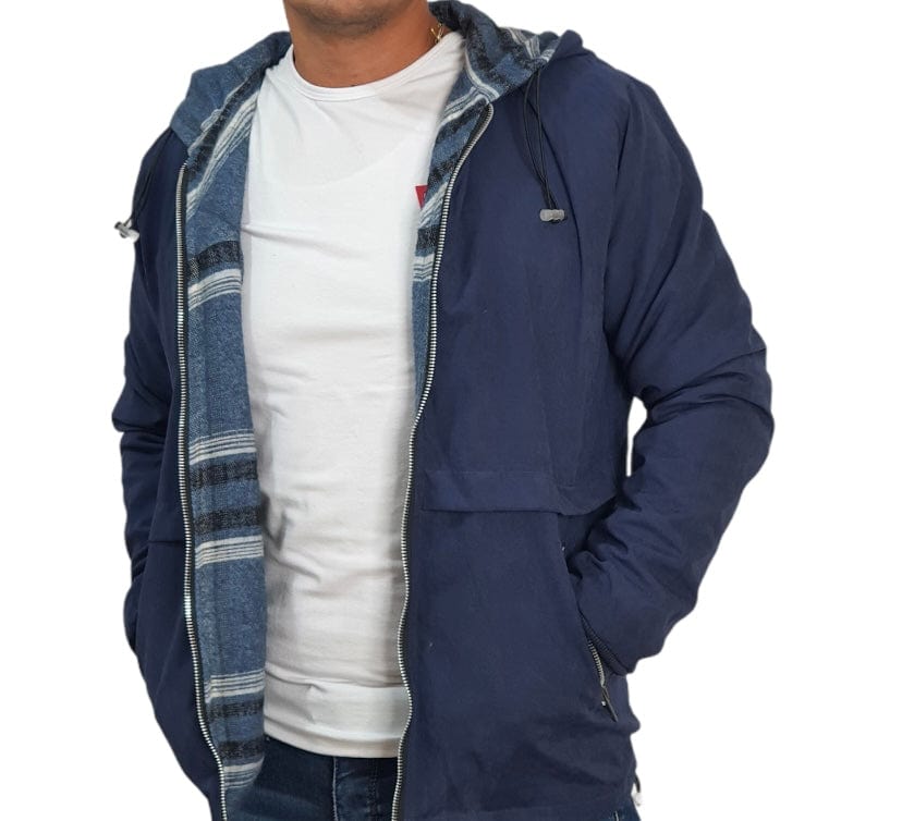 ElOutlet Men Sweatshirt [Slim-Fit] Men Double-Face Jacket - blue patterns x blue