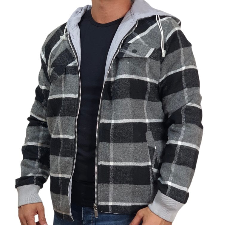 ElOutlet Men Sweatshirt [Slim-Fit] Men Double-Face Jacket - grey black patterns x light grey