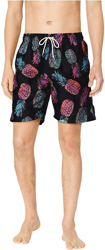 ElOutlet Men Swimwear Patterned Swim Shorts - Black Pineapples