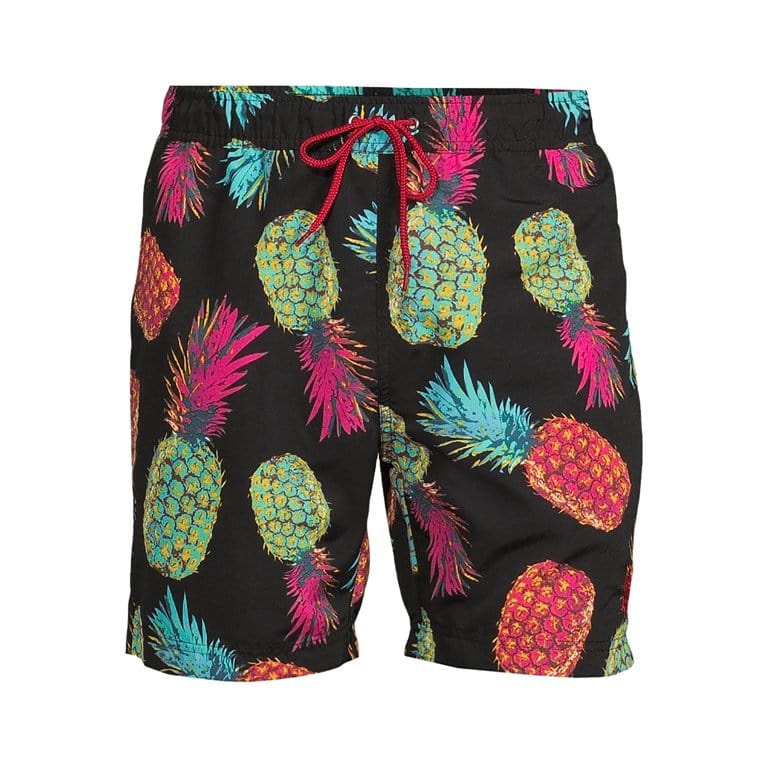 ElOutlet Men Swimwear Patterned Swim Shorts - Black Pineapples