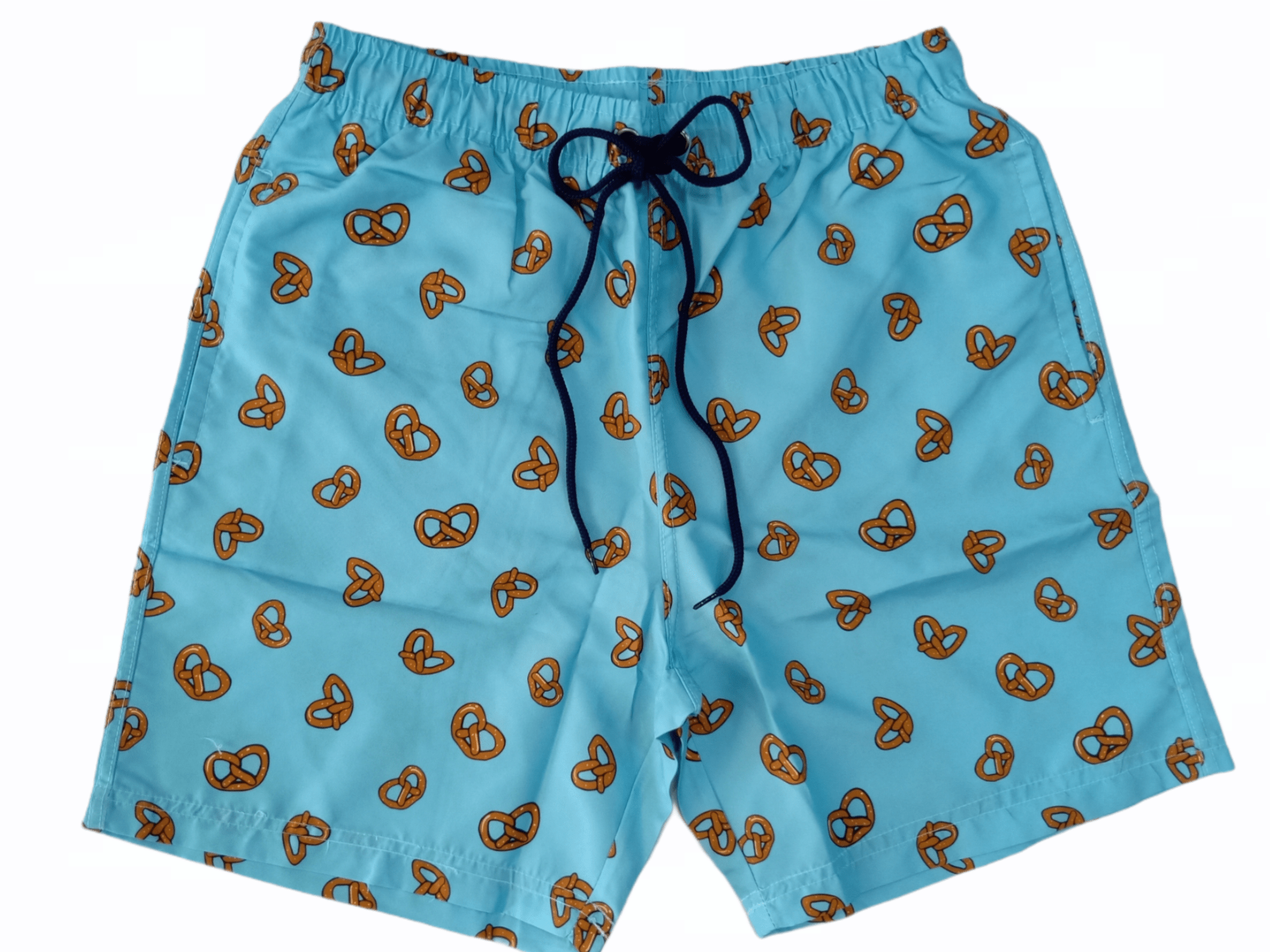 ElOutlet Men Swimwear Patterned Swim Shorts - Blue Pretzels