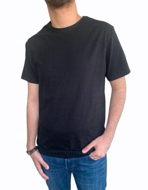 ElOutlet Men T-Shirt Short Sleeve "Basics" T-Shirt - Black