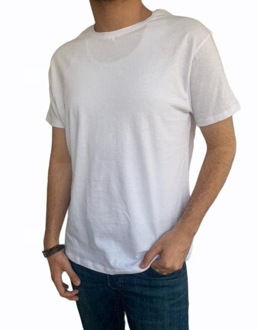 ElOutlet Men T-Shirt Short Sleeve "Basics" T-Shirt - White