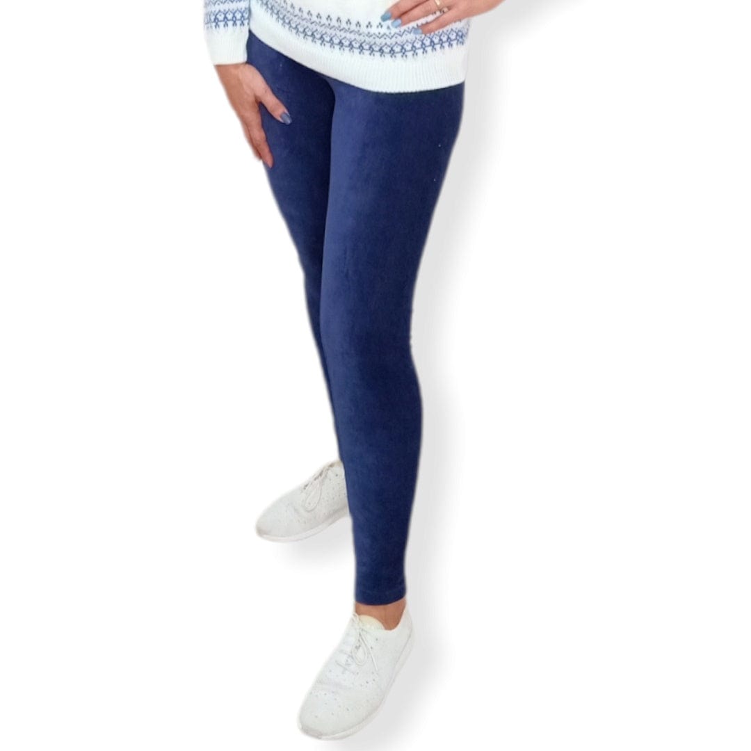 ElOutlet Pants Women Velvet Pants - Dark Blue