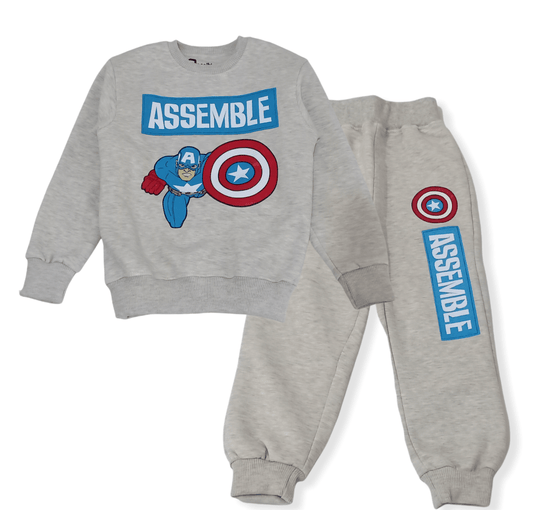 ElOutlet Pyjamas Boys Melton Pajama - Captain America - Grey