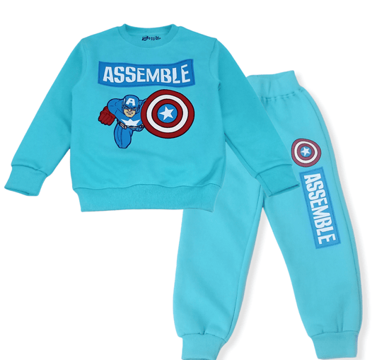 ElOutlet Pyjamas Boys Melton Pajama - Captain America - Sky Blue
