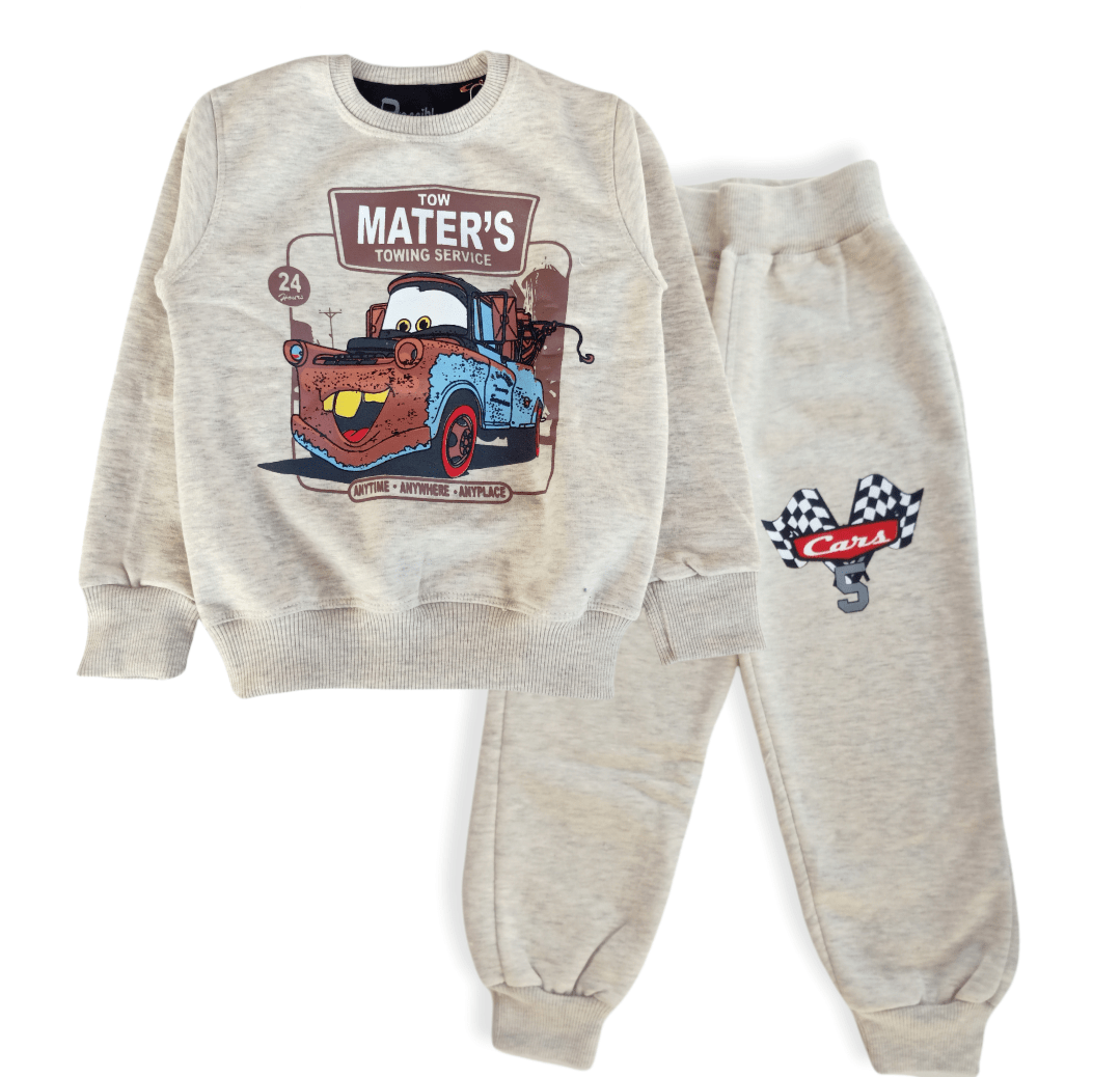 ElOutlet Pyjamas Boys Melton Pajama - Cars - Grey