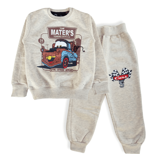 ElOutlet Pyjamas Boys Melton Pajama - Cars - Grey