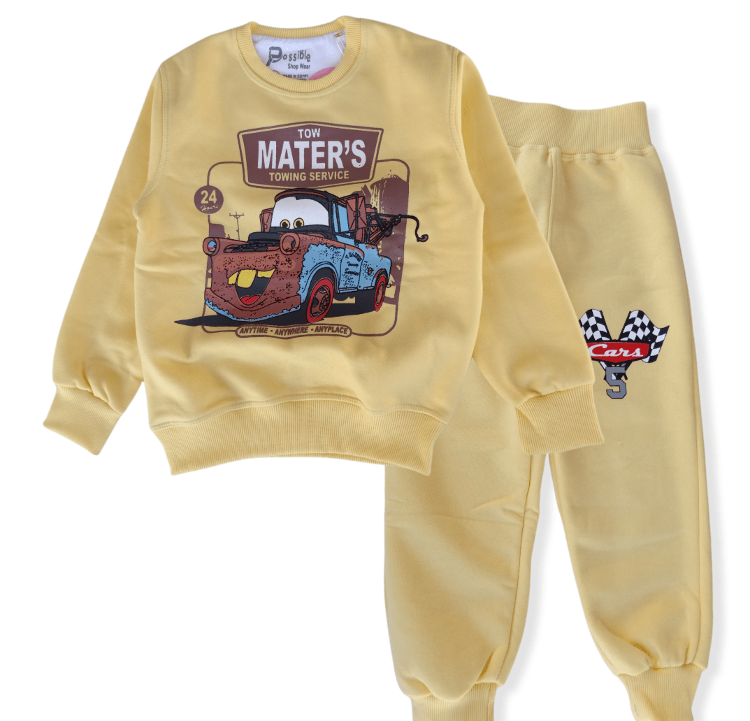 ElOutlet Pyjamas Boys Melton Pajama - Cars - Yellow