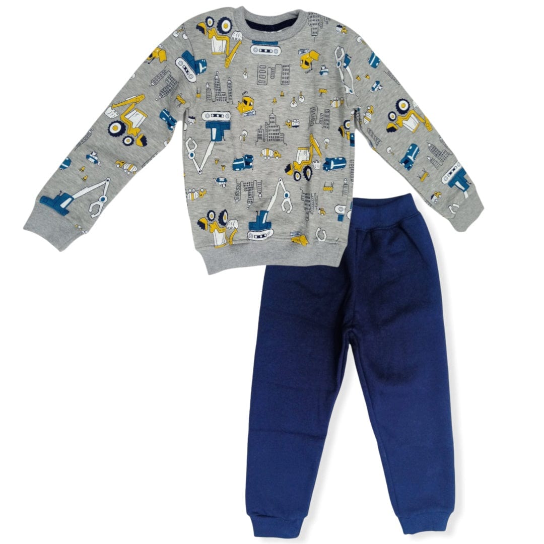 ElOutlet Pyjamas Boys Melton Pajama - Grey Shirt x Blue Pants