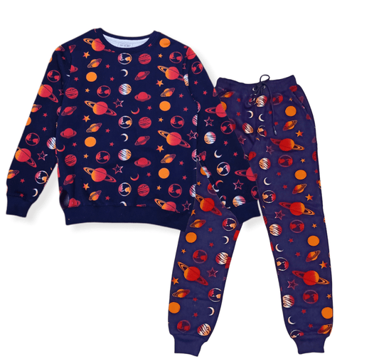ElOutlet Pyjamas Boys Melton Pajama - Planets