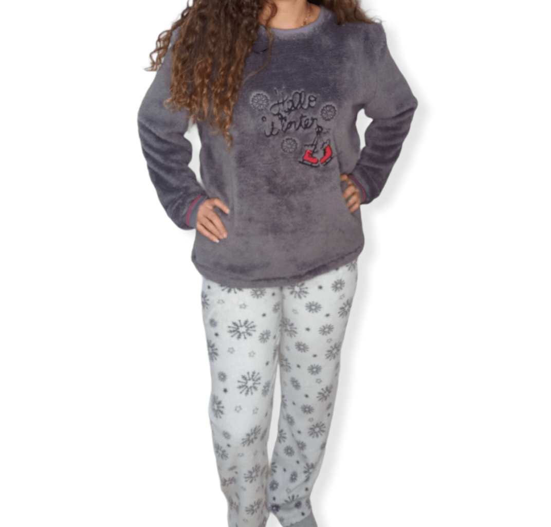 ElOutlet Pyjamas Copy of Women Pajama قطيفة  - Grey