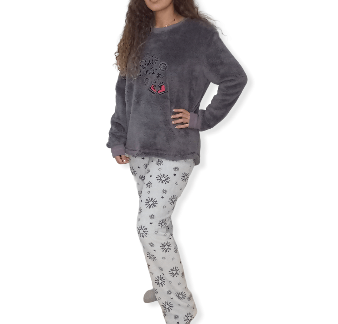 ElOutlet Pyjamas Copy of Women Pajama قطيفة  - Grey