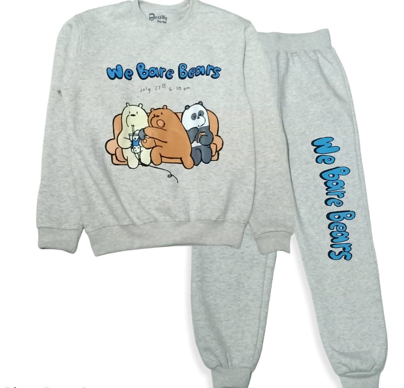 ElOutlet Pyjamas Girls Melton Pajama - Bears - Grey
