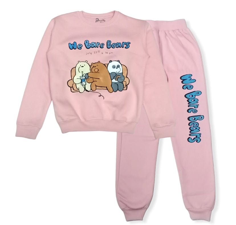 ElOutlet Pyjamas Girls Melton Pajama - Bears - Pink