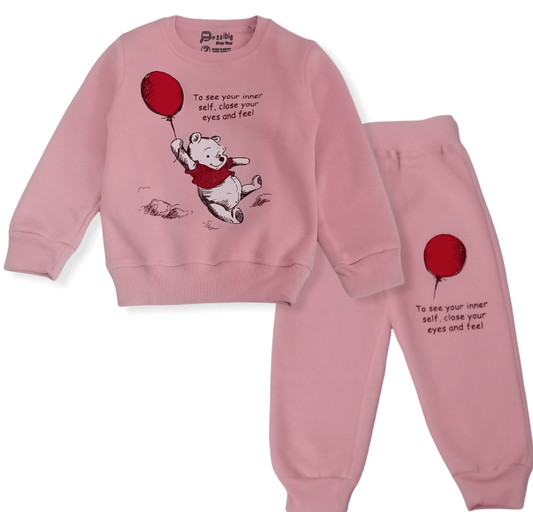 ElOutlet Pyjamas Girls Melton Pajama - Pooh - Pink