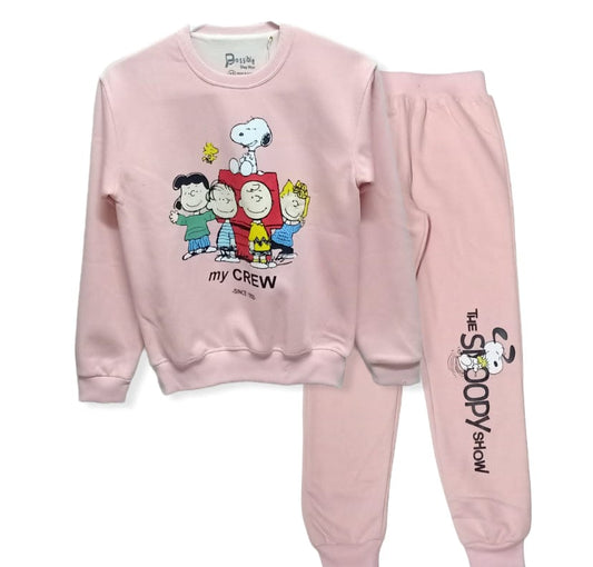 ElOutlet Pyjamas Girls Melton Pajama - Snoopy - Pink