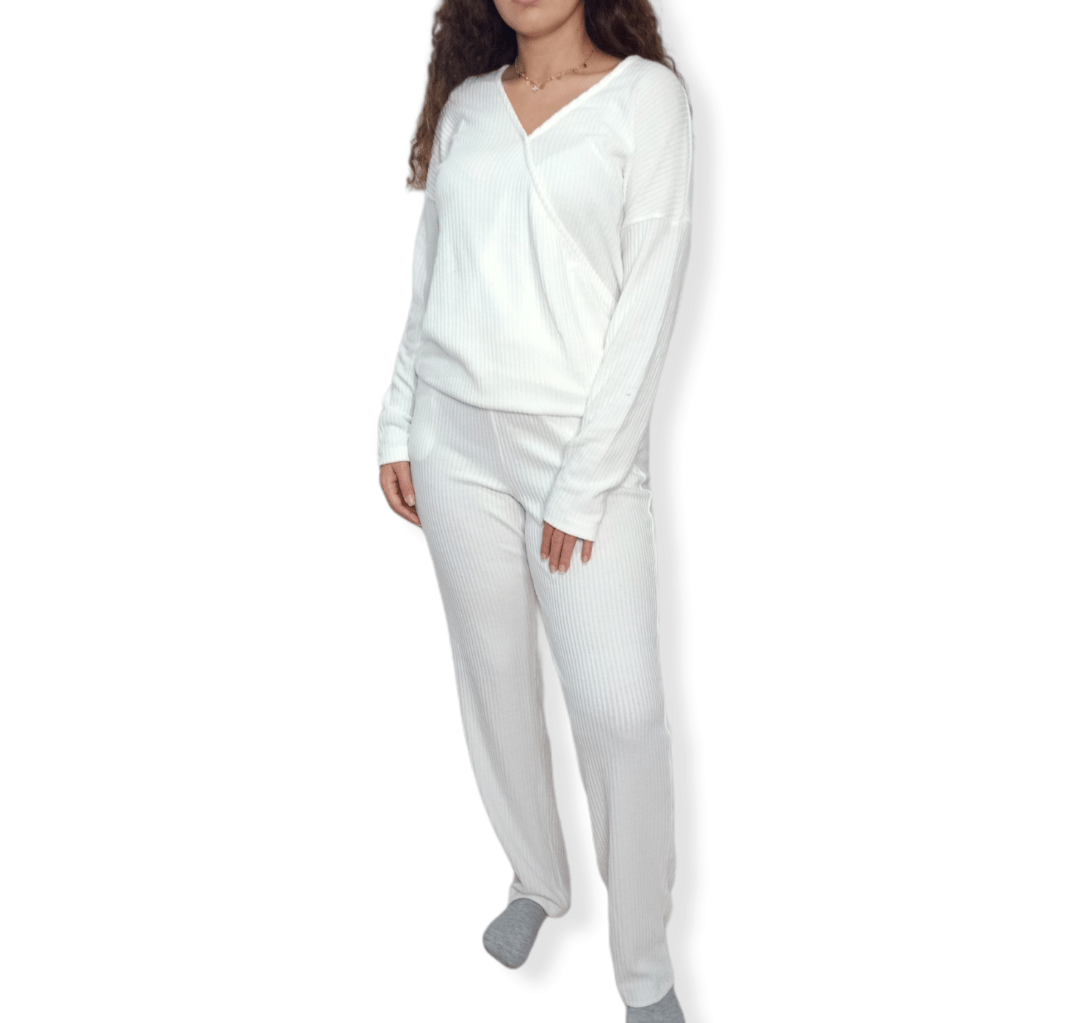 ElOutlet Pyjamas Women Cotton Pajama Set - White