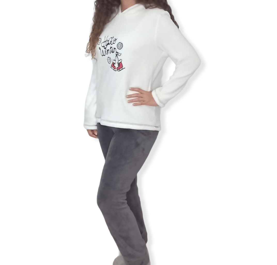 ElOutlet Pyjamas Women Pajama قطيفة  - White