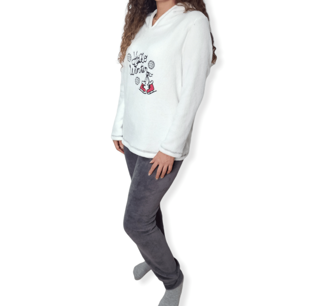 ElOutlet Pyjamas Women Pajama قطيفة  - White
