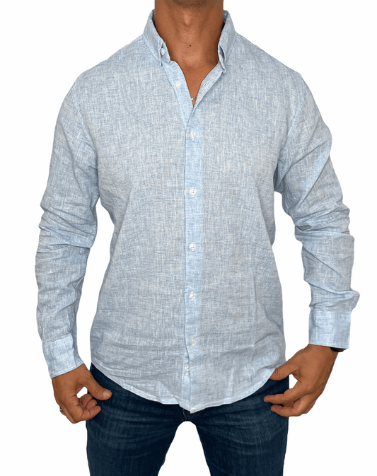 ElOutlet Shirts Baby Blue Linen Shirt