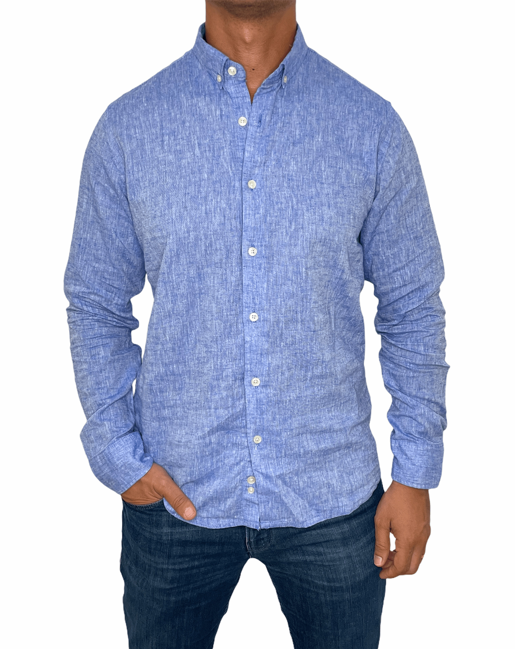 ElOutlet Shirts Blue Linen Shirt