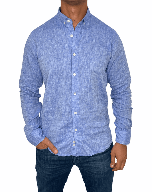 ElOutlet Shirts Blue Linen Shirt