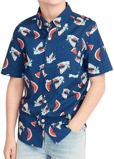 ElOutlet-Sumer Kids Kids Shirts [Kids] Boys Shirt - Blue x Sharks