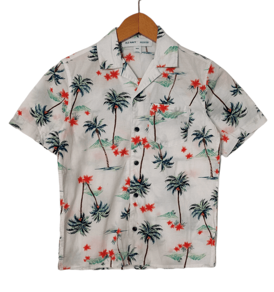 ElOutlet-Sumer Kids Kids Shirts [Kids] Boys Shirt - White x Palm Trees