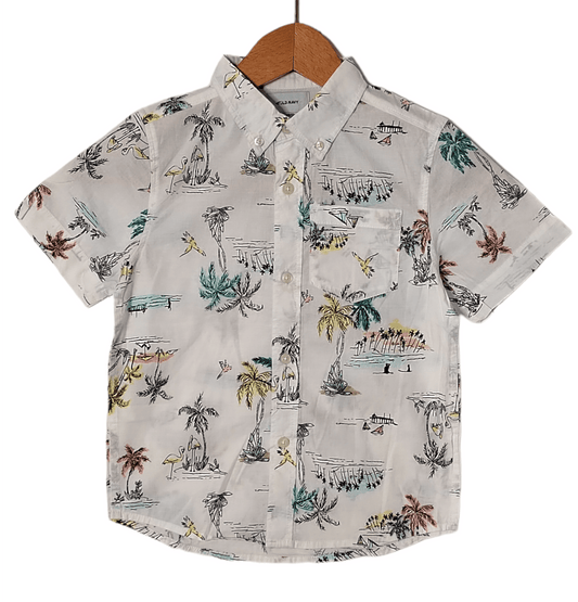 ElOutlet-Sumer Kids Kids Shirts [Kids] Boys Shirt - White x Tropical Island