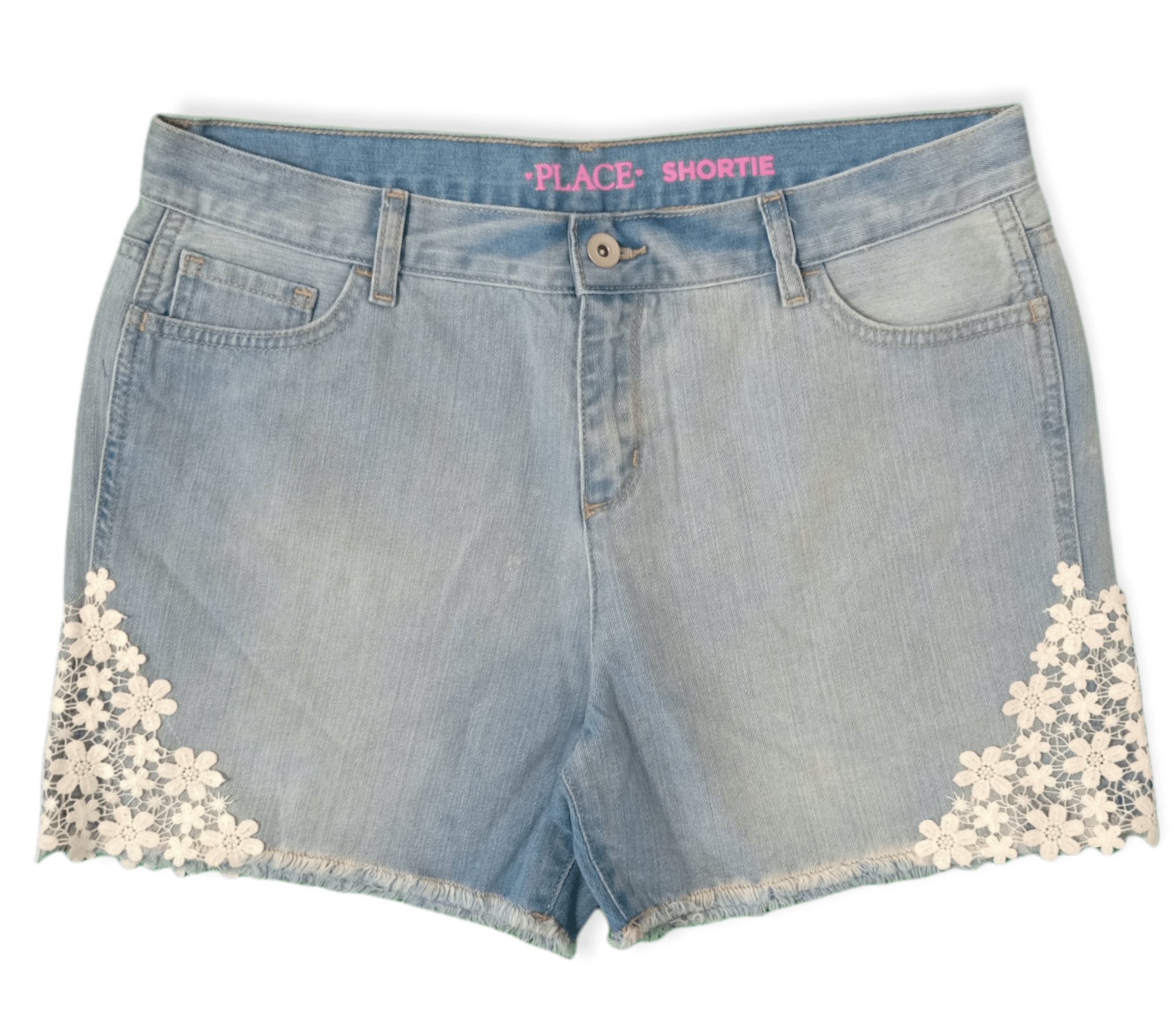 ElOutlet-Sumer Kids Kids Shorts [Kids] Girls Short - Place - Blue Jeans with White Flowers
