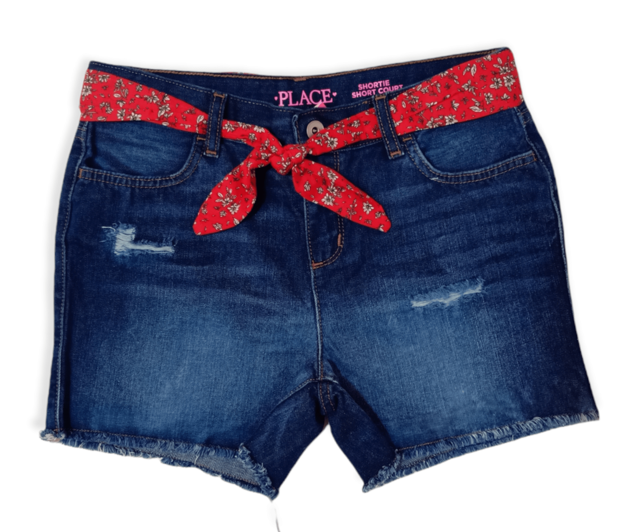 ElOutlet-Sumer Kids Kids Shorts [Kids] Girls Short - Place - Dark Blue Jeans (Red ribbon)