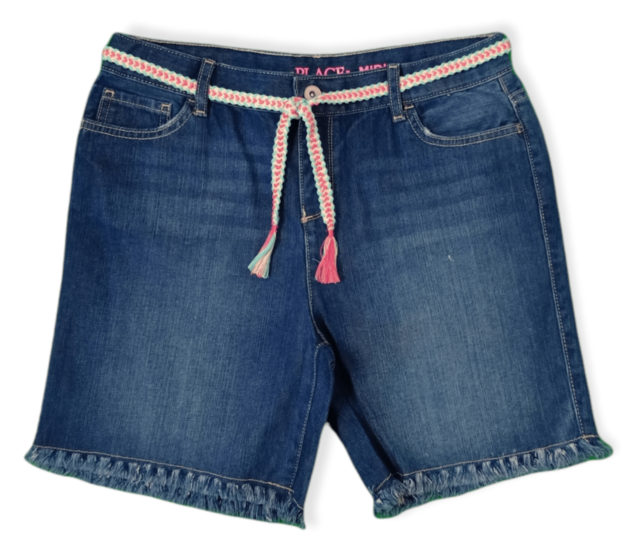 ElOutlet-Sumer Kids Kids Shorts [Kids] Girls Short - Place - Dark Blue Jeans with Braided belt