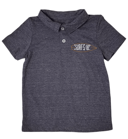 ElOutlet-Sumer Kids Kids Tshirt Boys Polo Shirt - "Surfs Up" - Grey